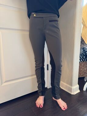 NWT Pink Tartan  Riding-Style Leggings with Choclate Brown Velvet  Panels